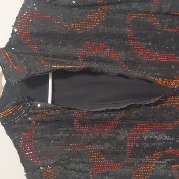 Vintage Cache Silk Lined Sequinned Cocktail Party Dress - Picture 7 of 10